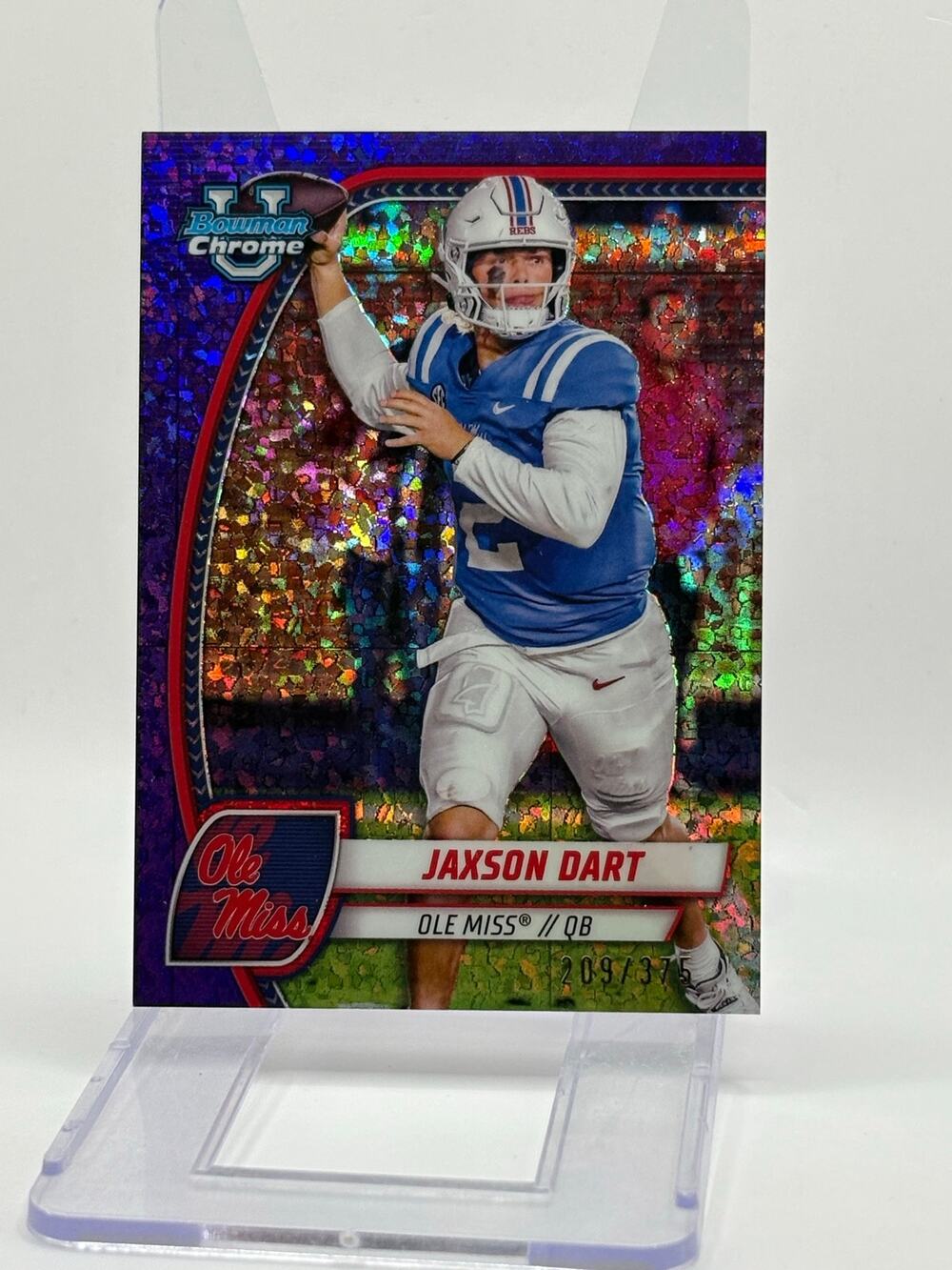2024 Bowman University Chrome Jaxson Dart Purple Mini Diamond Refractor 209/375